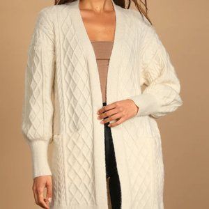 Lulu's Cream Cable Knit Cardigan Sweater